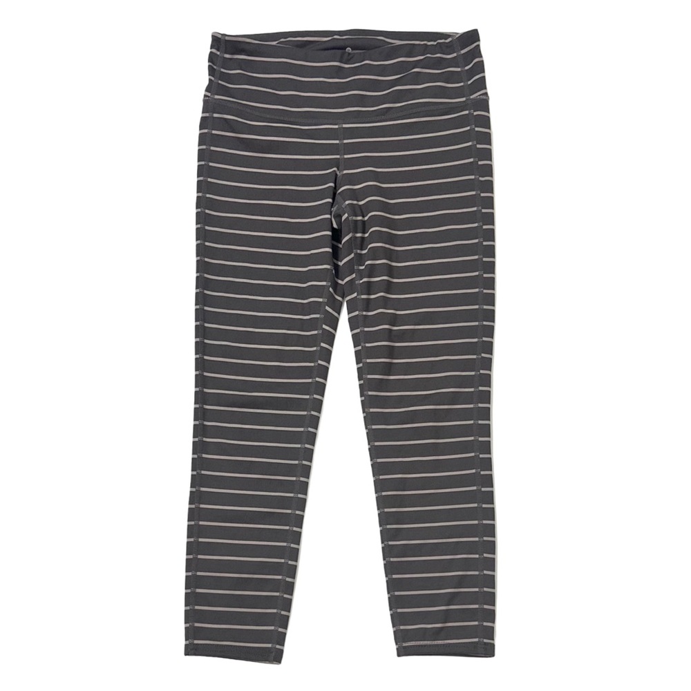 Athleta Striped Cropped Leggings Yoga Athletic Grey Womens Size S
